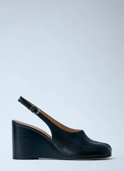 Maison Margiela Womens Black Tabi Leather Slingback Wedges Eur 36 / 3 Uk