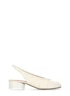 Maison Margiela White Slingback Ballet Shoes With Tabi Toe And Low Block Heel In Leather Woman In White