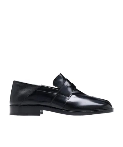 Maison Margiela 20mm Tabi Brushed Leather Loafers In Black