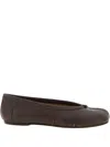 Maison Margiela New Round Toe Ballerina With Stitch Detailing In Brown