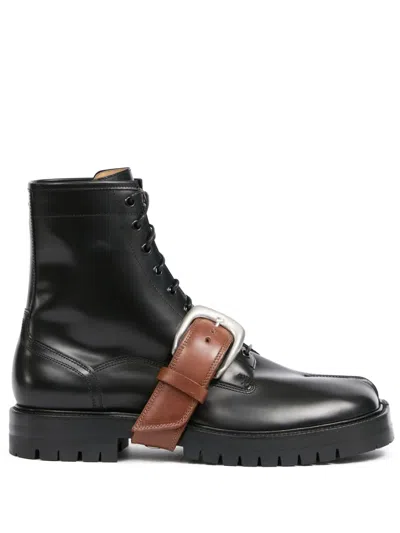 Maison Margiela Tabi Split-toe Leather Boots In Black