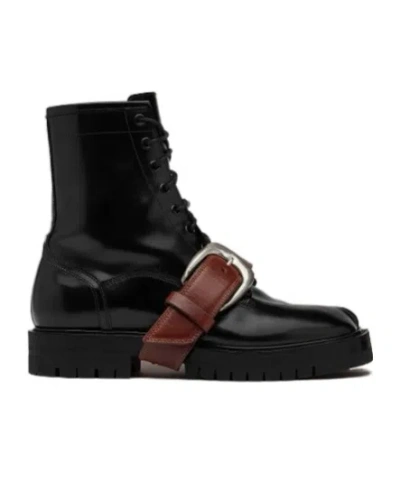 Maison Margiela "brushed Leather Tabi Boots In Black