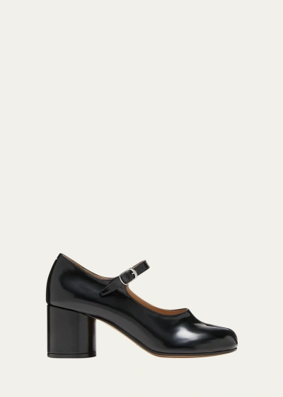 Maison Margiela Tabi Leather Heels In Shinyblack
