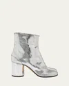 Maison Margiela Tabi Split-toe Metallic Leather Ankle Boots In Silver
