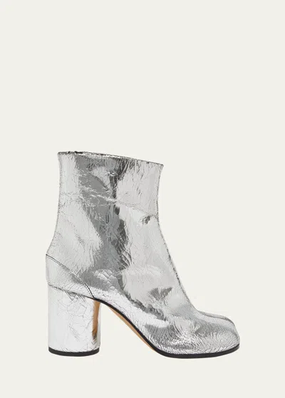 MAISON MARGIELA TABI SPLIT-TOE METALLIC LEATHER ANKLE BOOTS
