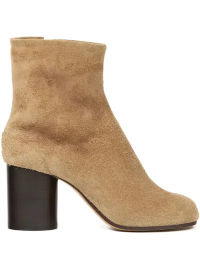 Maison Margiela Tabi Suede Ankle Boots In Brown