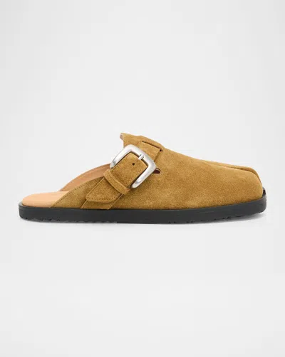 Maison Margiela Tabi Suede Daily Mules In Light Brown