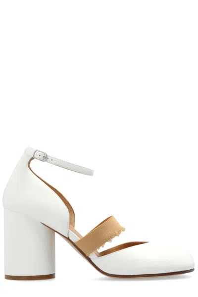 Maison Margiela Tabi Toe Block Heel Pumps In White