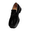 Maison Margiela Tabi County Split-toe Distressed Textured-leather Penny Loafers In Black