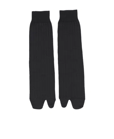 Maison Margiela Tabi-toe Wool-knit Socks In Black