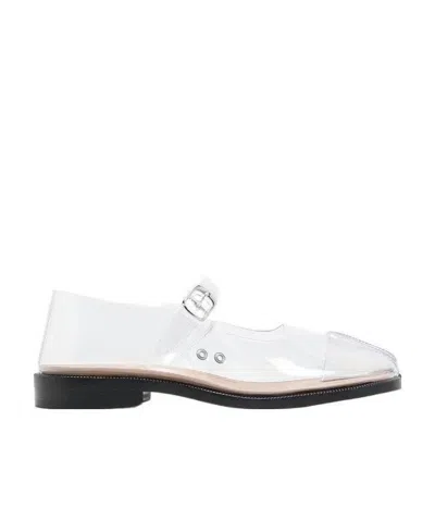 Maison Margiela Tabi Transparent Buckle Flats In White
