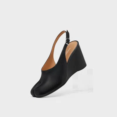 Maison Margiela Womens Black Tabi Leather Slingback Wedges Eur 36 / 3 Uk
