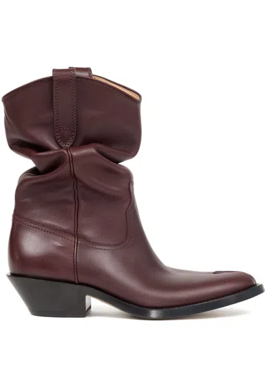 Maison Margiela Tabi Leather Western Boots In Red