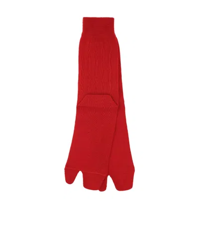 Maison Margiela Tabi Wool-blend Socks In Red