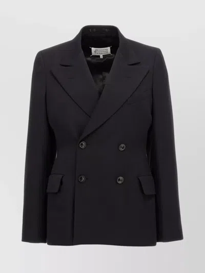 Maison Margiela Black Double-breasted Jacket In Wool