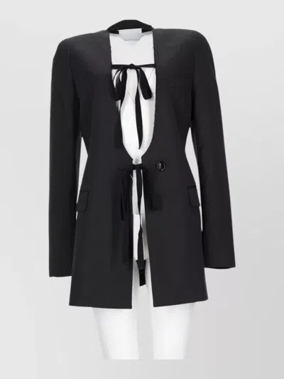 Maison Margiela Tailored Jacket Structured Shoulders Open Front In Black