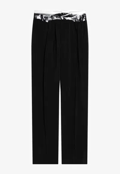Maison Margiela Tailored Pants With Taped Waistband In Black