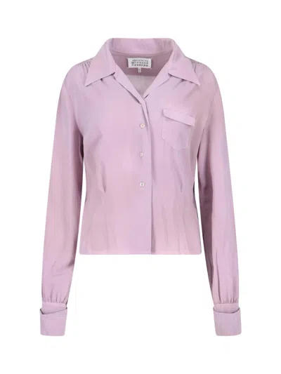 Maison Margiela Tailored Pink Shirt With Classic Collar And Button-down Front In Purple