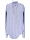 Maison Margiela Tailored White Cotton Long-sleeved Shirt With Structured Collar In Blue
