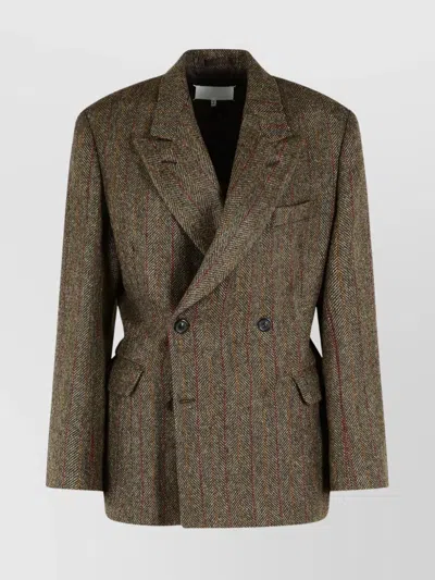 Maison Margiela Tailored Wool Blazer Notched Lapels In Green