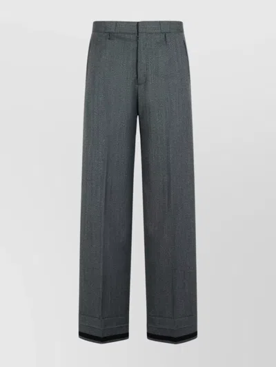Maison Margiela Tailored Wool Blend Trousers Pleated Design In Blue