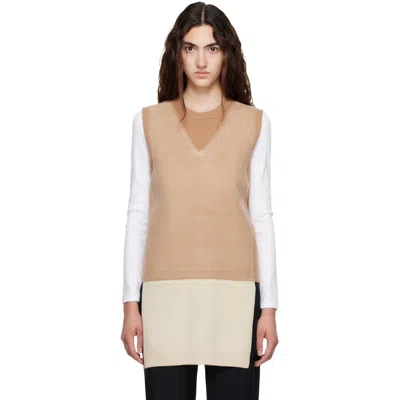 Maison Margiela Tan & Beige Fused Knit Vest In Gold