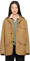 Maison Margiela Tan Corduroy Collar Waxed Jacket In 123 Ochre