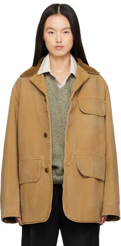 Maison Margiela Tan Corduroy Collar Waxed Jacket In 123 Ochre
