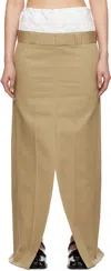 Maison Margiela Tan Cotton Twill Maxi Skirt In 114 Camel