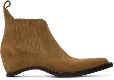 Maison Margiela Tan Heel-less Western Chelsea Boots In Brown