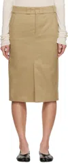 Maison Margiela Cotton Gabardine Midi Skirt Skirts Beige In 114 Camel