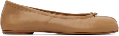 Maison Margiela Tan Tabi Ballerina Flats In Brown