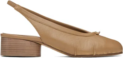 Maison Margiela Tan Tabi New Ballerina Slingback Heels In T4091 Nude
