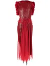 Maison Margiela Tango Tulle Overlay Dress In Red
