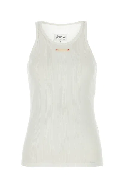 MAISON MARGIELA MAISON MARGIELA WHITE COTTON BLEND TANK TOP