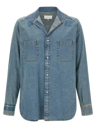 Maison Margiela Denim Shirt Taped Design Chest Pockets In Blue