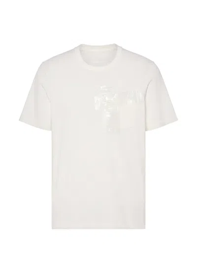 Maison Margiela Taped-pocket Cotton T-shirt In White