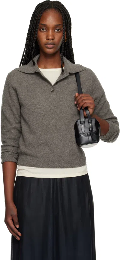 Maison Margiela Taupe Brushed Wool Polo In Brown