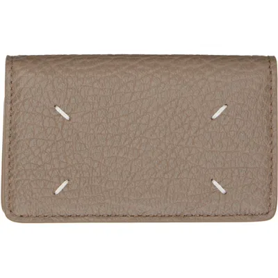 Maison Margiela Taupe Calfskin Card Holder In Hb669 Taupe/amande