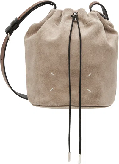 Maison Margiela Taupe Drawstring Crossbody Bucket Bag In Neutral