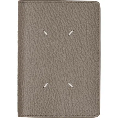 Maison Margiela Taupe Four Stitches Passport Holder In Orange