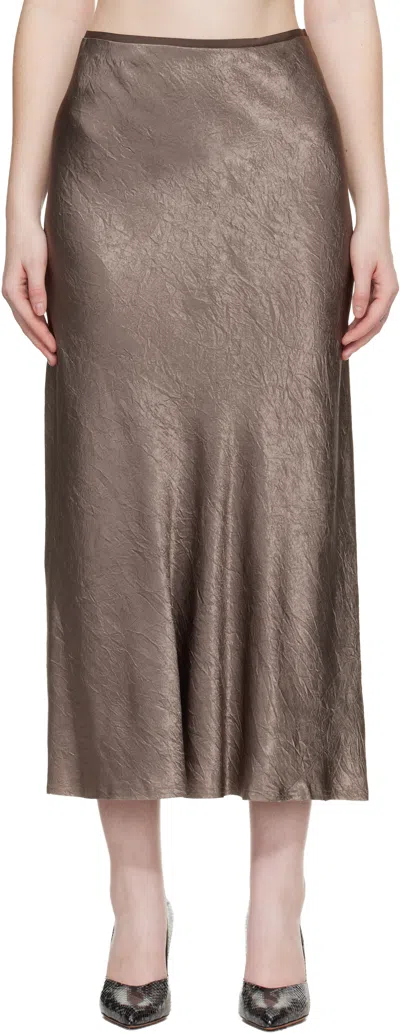 Maison Margiela Womens Taupe Crinkled-texture Regular-fit Woven Midi Skirt In Brown