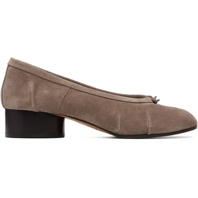 Maison Margiela Taupe Tabi Ballerina H30 Suede Heels In Gray