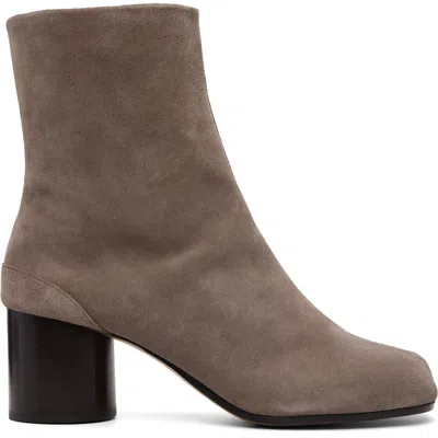 Maison Margiela Taupe Tabi H60 Suede Boots In Brown