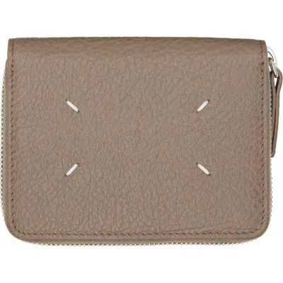 Maison Margiela Taupe Zip Wallet In Hb669 Taupe/amande