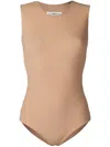Maison Margiela Sleeveless Jersey Bodysuit In Brown