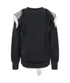 Maison Margiela Ruffled Sweatshirt Featuring Contrasting Stitching In Black