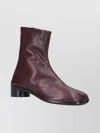 Maison Margiela Textured Ankle Boots Block Heel In Burgundy