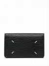 Maison Margiela Compact Rectangular Cardholder Featuring Textured Finish In Black