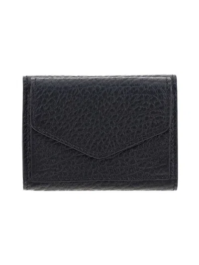 Maison Margiela Textured Calf Leather Bifold Wallet In Black